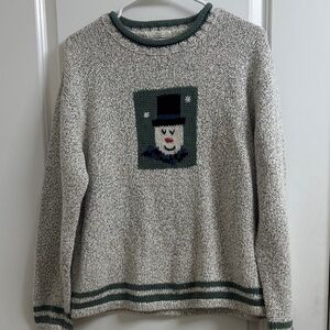 Christopher & Banks Gray Sweater with Snowman Motif